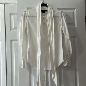 Ralph Lauren Sport long sleeve button up with tie neckline size 2